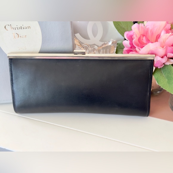 Vintage Dior Black Leather Clutch w Original Box - Picture 3 of 8